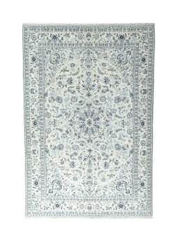 Full view of New Nain rug from Iran / Persia, 293 × 197 cm in Beige tones