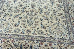 Close-up detail of New Nain rug from Iran / Persia showing Wool weave