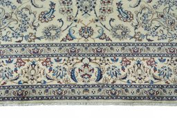 Full view of New Nain rug from Iran / Persia, 354 × 257 cm in Beige tones