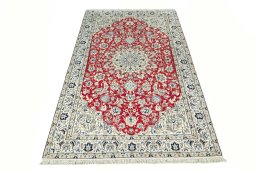Surface texture of New Nain rug with natural Wool and intricate pattern