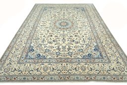 Surface texture of New Nain rug with natural Wool and intricate pattern