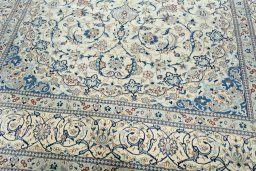 Close-up detail of New Nain rug from Iran / Persia showing Wool weave