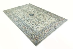 Close-up detail of New Nain rug from Iran / Persia showing Wool weave