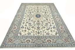 Surface texture of New Nain rug with natural Wool and intricate pattern
