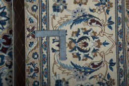 Close-up detail of New Nain rug from Iran / Persia showing Wool weave