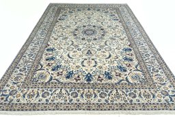 Surface texture of New Nain rug with natural Wool and intricate pattern