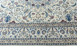 Close-up detail of New Nain rug from Iran / Persia showing Wool weave