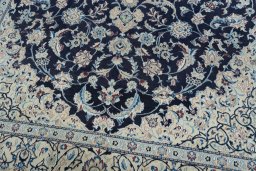 Close-up detail of New Nain rug from Iran / Persia showing Wool weave