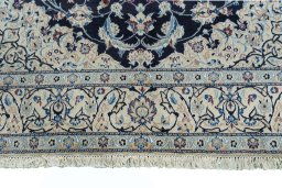 Full view of New Nain rug from Iran / Persia, 295 × 197 cm in Blue tones