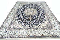 Surface texture of New Nain rug with natural Wool and intricate pattern