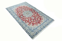 Close-up detail of 2000s Nain rug from Iran / Persia showing Wool weave