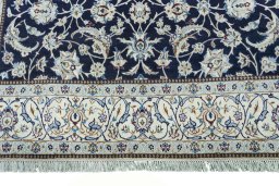 Full view of New Nain rug from Iran / Persia, 320 × 200 cm in Blue tones