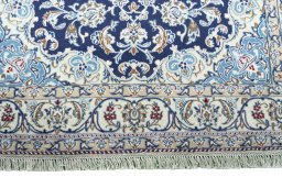 Full view of 2000s Nain rug from Iran / Persia, 220 × 135 cm in Blue tones