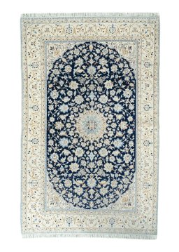 Full view of 2000s Nain rug from Iran / Persia, 250 × 160 cm in Blue tones