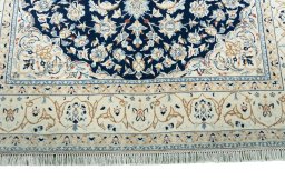 Full view of 2000s Nain rug from Iran / Persia, 250 × 160 cm in Blue tones