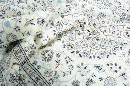 Surface texture of New Nain rug with natural Wool and intricate pattern