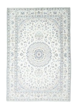 Full view of New Nain rug from Iran / Persia, 300 × 205 cm in Beige tones