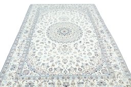 Surface texture of New Nain rug with natural Wool and intricate pattern