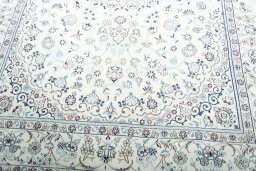 Close-up detail of New Nain rug from Iran / Persia showing Wool weave