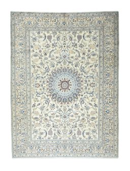 Full view of New Nain rug from Iran / Persia, 353 × 265 cm in Beige tones