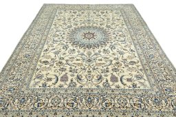 Surface texture of New Nain rug with natural Wool and intricate pattern