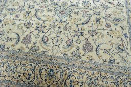 Close-up detail of New Nain rug from Iran / Persia showing Wool weave