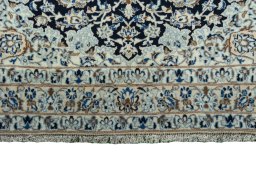Full view of 2000s Nain rug from Iran / Persia, 197 × 118 cm in Blue tones