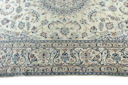 Surface texture of New Nain rug with natural Wool and intricate pattern
