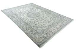 Close-up detail of New Nain rug from Iran / Persia showing Wool weave