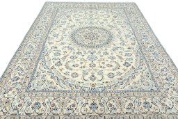 Surface texture of New Nain rug with natural Wool and intricate pattern