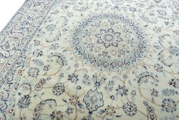 Close-up detail of New Nain rug from Iran / Persia showing Wool weave