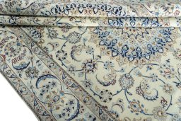 Close-up detail of New Nain rug from Iran / Persia showing Wool weave