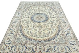 Surface texture of New Nain rug with natural Wool and intricate pattern