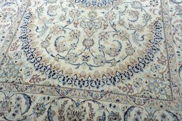 Close-up detail of New Nain rug from Iran / Persia showing Wool weave