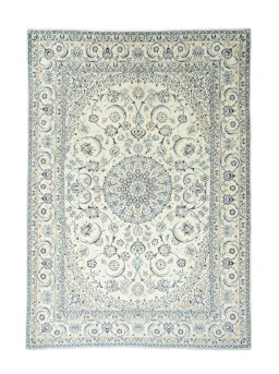 Full view of New Nain rug from Iran / Persia, 355 × 250 cm in Beige tones