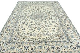 Surface texture of New Nain rug with natural Wool and intricate pattern