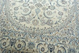 Close-up detail of New Nain rug from Iran / Persia showing Wool weave