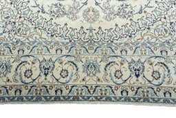 Full view of New Nain rug from Iran / Persia, 355 × 250 cm in Beige tones