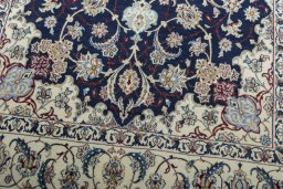 Close-up detail of New Nain rug from Iran / Persia showing Cork weave