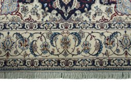 Full view of New Nain rug from Iran / Persia, 220 × 140 cm in Blue tones