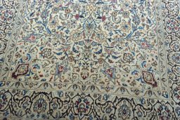 Close-up detail of 2000s Nain rug from Iran / Persia showing Wool weave