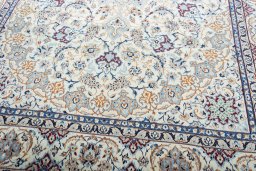 Close-up detail of New Nain rug from Iran / Persia showing Wool weave