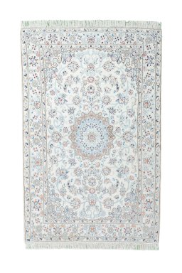 Full view of New Nain rug from Iran / Persia, 154 × 100 cm in Beige tones