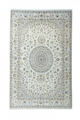 Full view of New Nain rug from Iran / Persia, 311 × 200 cm in Beige tones