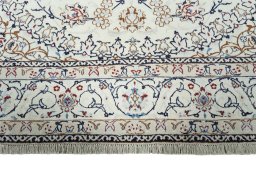 Full view of 2000s Nain rug from Iran / Persia, 338 × 250 cm in Beige tones