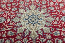 Central medallion detail of 2000s Nain rug from Iran / Persia