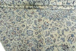 Close-up detail of New Nain rug from Iran / Persia showing Wool weave