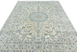 Surface texture of New Nain rug with natural Wool and intricate pattern