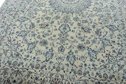 Close-up detail of New Nain rug from Iran / Persia showing Wool weave
