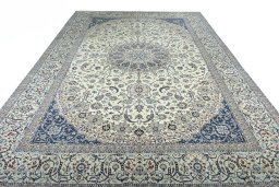 Surface texture of New Nain rug with natural Silk and intricate pattern